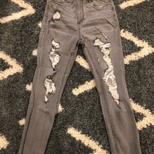 Stylish Gray Distressed Women's Jeans